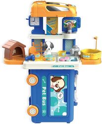 3 in 1 Petcare Playset with 32 Pcs in Bus Theme for Boys and Girls