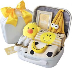 Rompers and Little Toys in Cute Suitcase Giftset for Babies, Multicolour