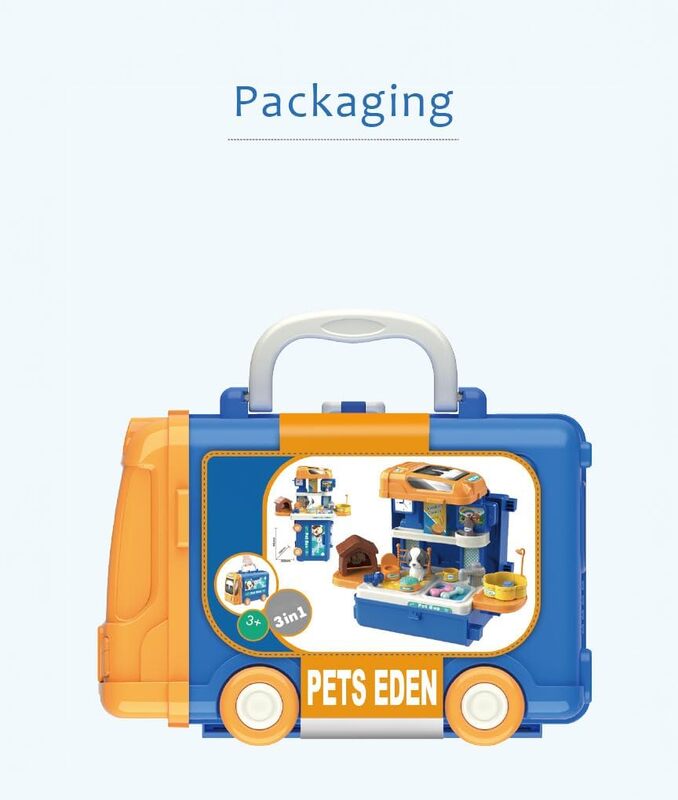 3 in 1 Petcare Playset with 32 Pcs in Bus Theme for Boys and Girls