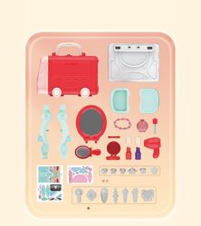 3 in 1 Beauty Playset Beauty Salon Toy Kit Pretend Play Dress Up Fashion Accessories for Girls in Bus Theme