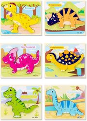 6-Piece Dinosaur Wooden Puzzle, Multicolour