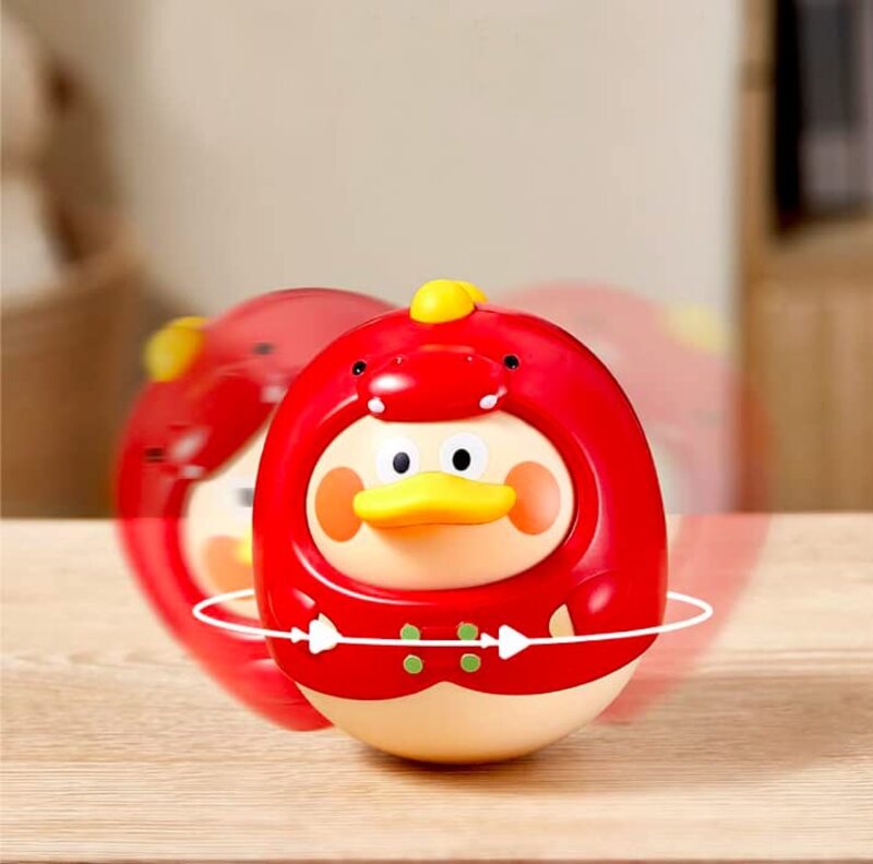 Cute Duck Musical Bell Self Balancing Tumbler Toys, Red