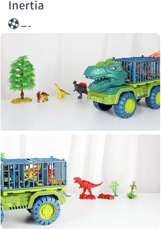 Dinosaur Transport Truck with Car Carrier Train and Dinosaurs, 47 Piece, Multicolour