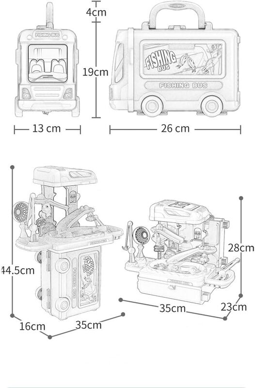3 in 1 Fishing Playset for Kids in Bus Theme - 28 Pcs