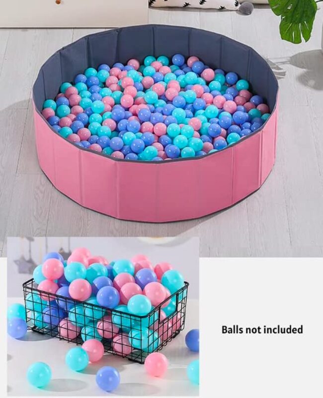 80cm Folding Portable Baby Ball Pool Pit Tent with Double Layer Oxford Cloth, Pink/Black