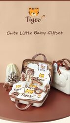 Rompers & little Toys Cute Suitcase with Tiger Theme Baby Gift Set, Newborn, Multicolour