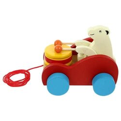 Wooden Bear Pull Wheel Car Baby Toys, 6 Months-7 years, Multicolour