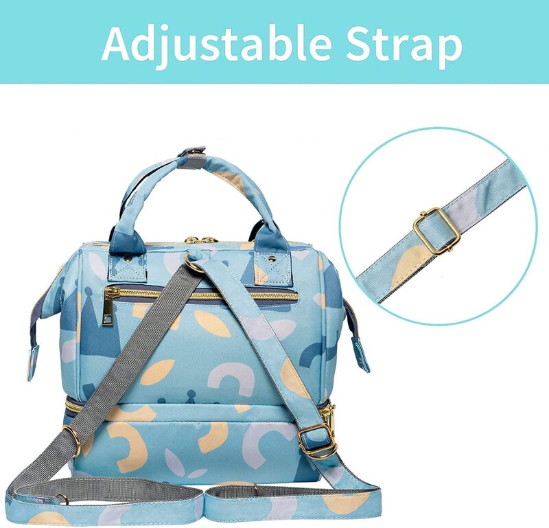 Mini Diaper Tote & Portable Crossbody Backpack For Baby Unisex with Extra Compartment, Blue