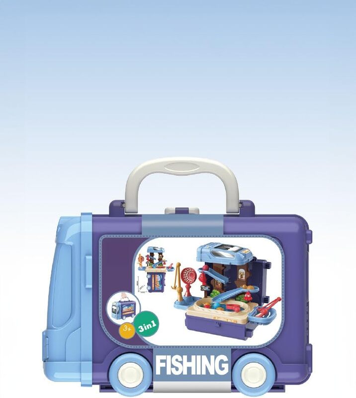 3 in 1 Fishing Playset for Kids in Bus Theme - 28 Pcs