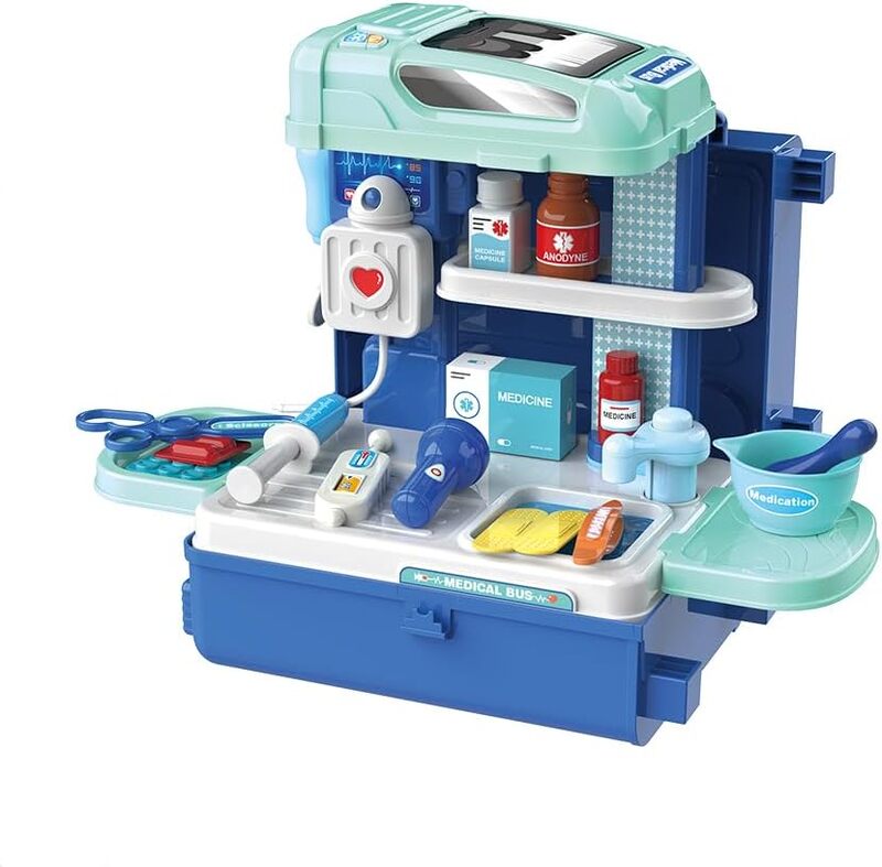 3 in 1 Multifunction 29 Pcs Doctor Set Playset in Bus Theme For Doctor Role Play Set, Doctor Kit For Toddlers And Kids