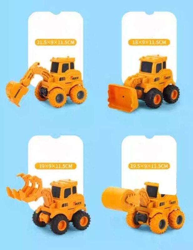 Construction Vehicles Toy Set, 4 Pieces, Ages 1+, Yellow/Black