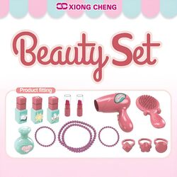 3 in 1 Pretend Beauty Dresser Vanity Makeup Play Set Pretend Playset in Suitcase for Girls