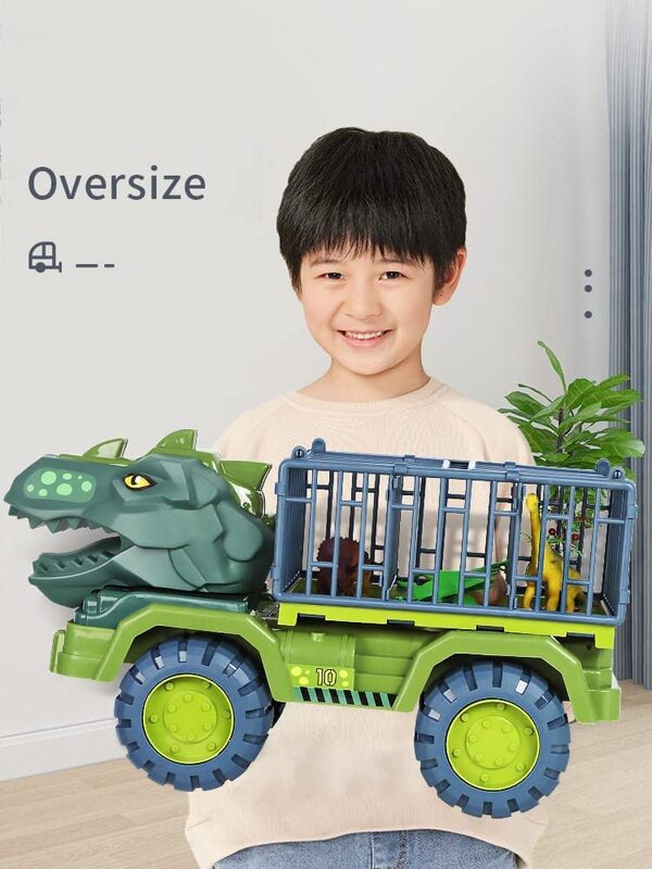 Dinosaur Transport Truck with Car Carrier Train and Dinosaurs, 47 Piece, Multicolour