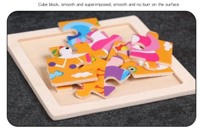 10-Piece Wooden Puzzle Board, Multicolour