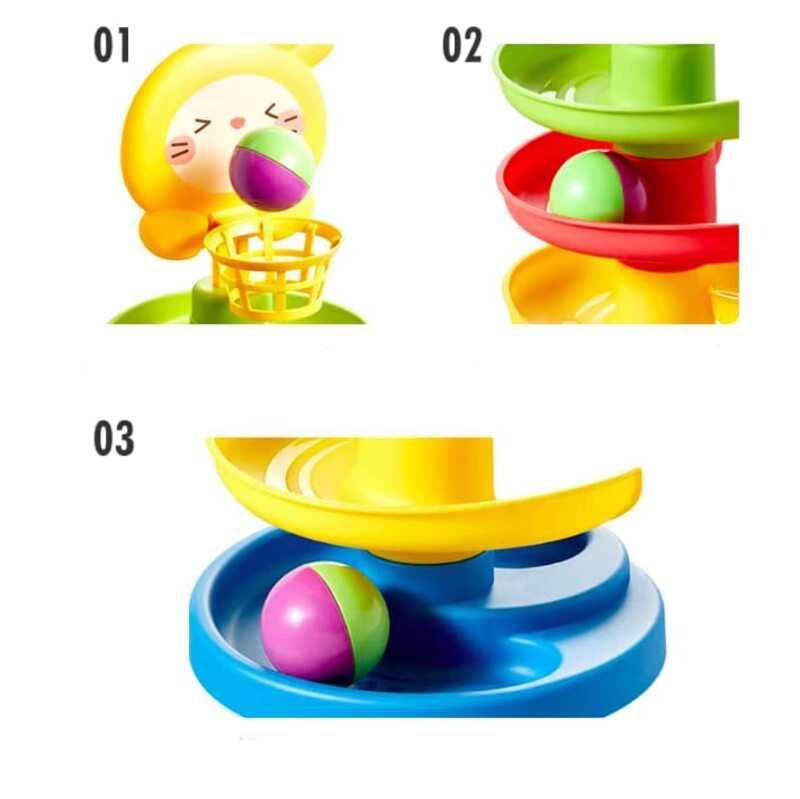 Spiral Educational Baby Activity 3 Balls with 5 Layers Ball Rolling Toys, Multicolour