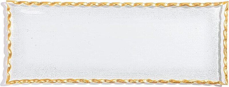 

Generic Handmade Glass Rectangle Tray with Golden Edges, Clear/Gold