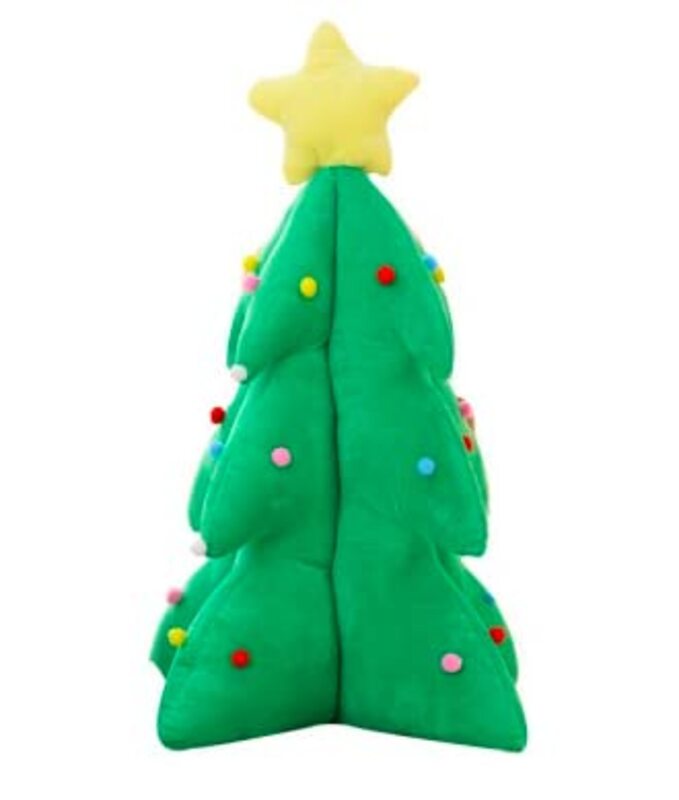 Music Christmas Tree Pillow For Kids Unisex with Lights, Green/Yellow