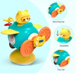 AB 3-in-1 Spinning Top Squeaker Suction Bear Cups Early Development Toys, Multicolour
