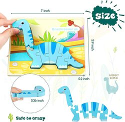 6-Piece Dinosaur Wooden Puzzle, Multicolour