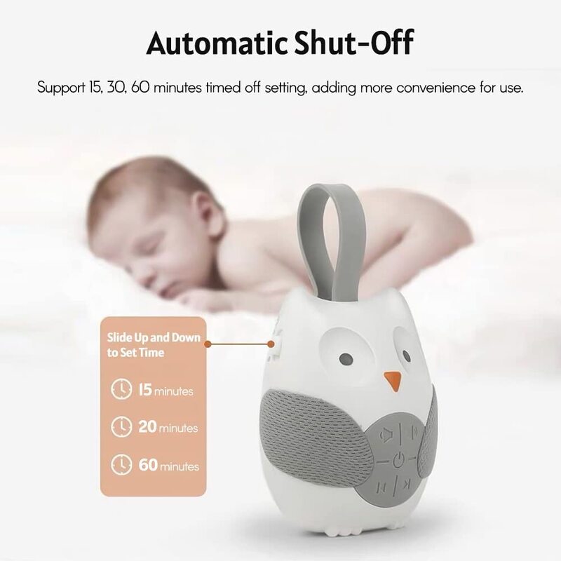 Owl Noise Machine Baby Soother with 10 Light & Music Songs, White