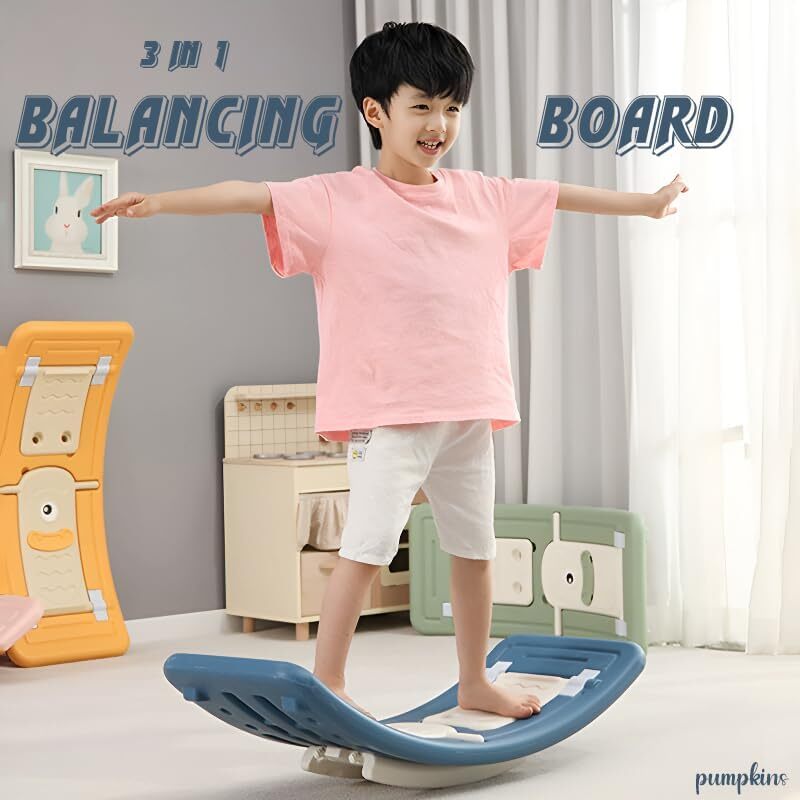PUMPKINS Kids Balance Board - Multifunction Curvy Balancing Board for Boys and Girls - Indoor & Outdoor Open Ended Learning Toy - 3-in-1