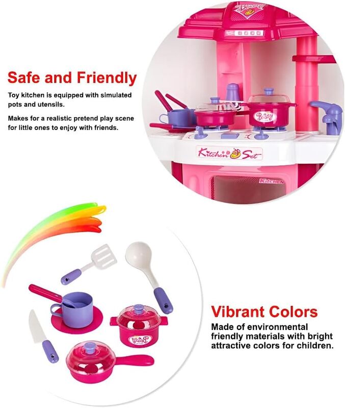 Kids Kitchen Playset with Light and Sound for Boys and Girls
