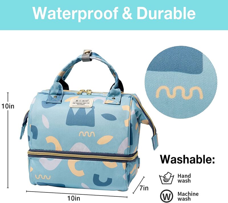 Mini Diaper Tote & Portable Crossbody Backpack For Baby Unisex with Extra Compartment, Blue