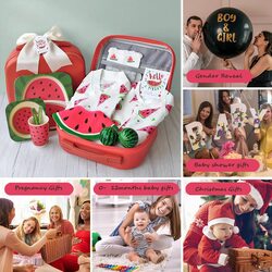 Watermelon Theme Baby Unisex Gift Set with Suitcase, One Size, Red/Green