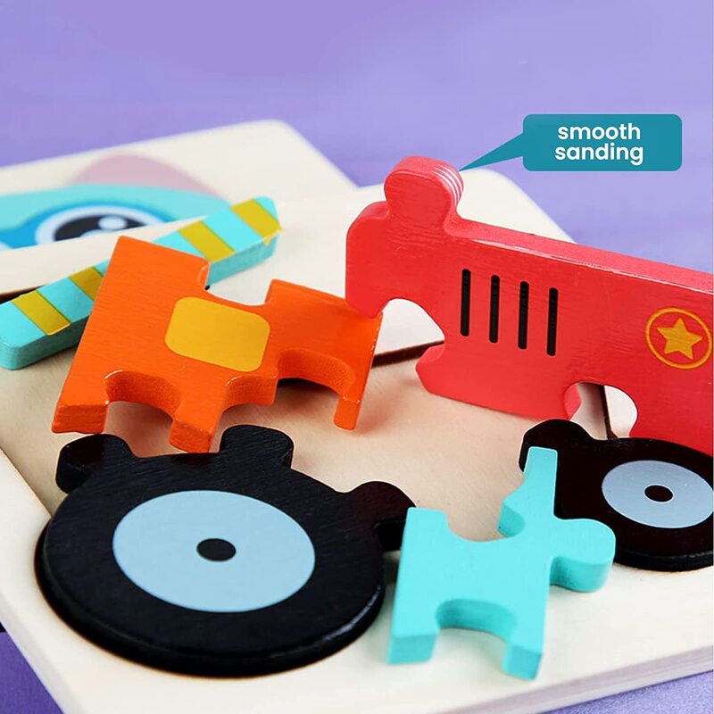 12-Piece Kids Wooden Puzzle, Multicolour