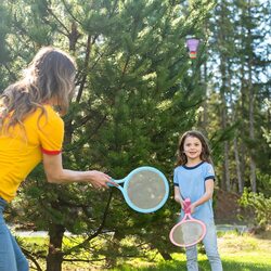 Kid Tennis Racket/Plastic Toddlers Badminton Set, with 1 Foam Ball and 2 Shuttlecocks Set, Multicolour