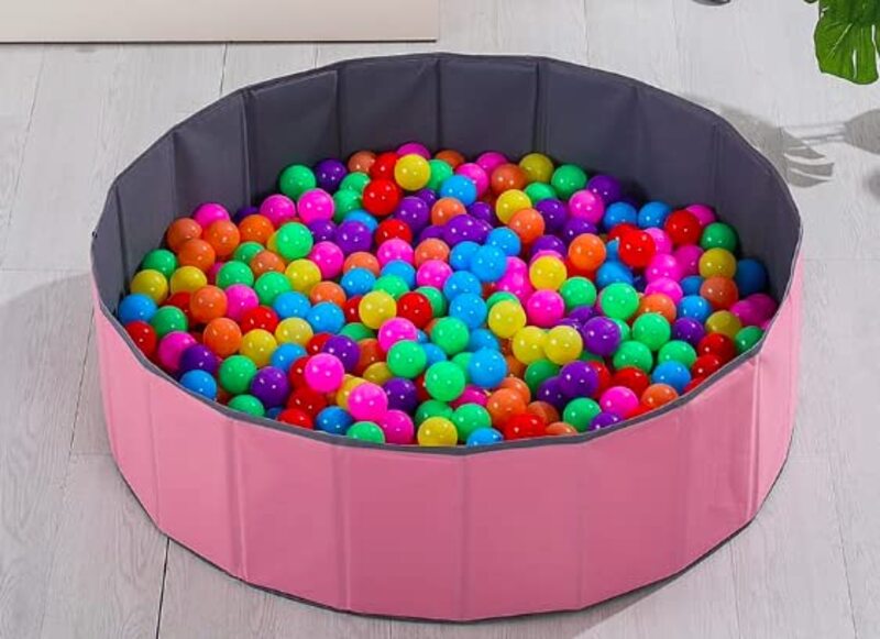 80cm Folding Portable Baby Ball Pool Pit Tent with Double Layer Oxford Cloth, Pink/Black