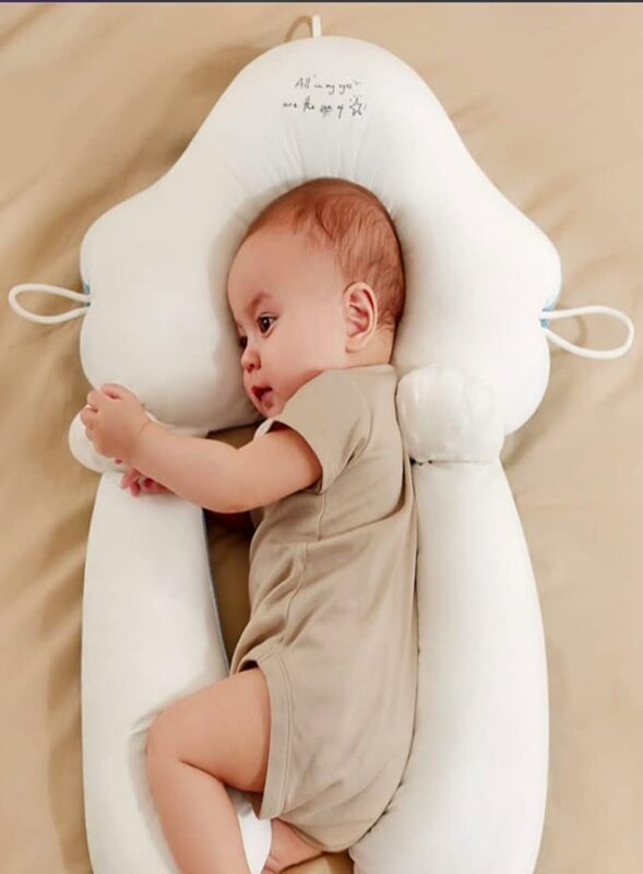 Flat Head Shaping Pillow For Baby Unisex With Adjustable Height and Free Pillow Cover, Blue