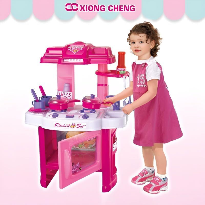 Kids Kitchen Playset with Light and Sound for Boys and Girls