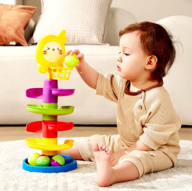 Spiral Educational Baby Activity 3 Balls with 5 Layers Ball Rolling Toys, Multicolour