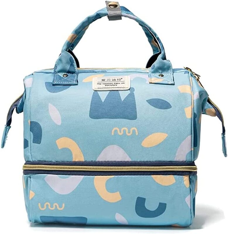 Mini Diaper Tote & Portable Crossbody Backpack For Baby Unisex with Extra Compartment, Blue