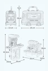 3 in 1 Multifunction 39 Pcs Tool Set Playset Pretend Play Construction Tool Kit in Bus Theme For Creative DIY Educational Construction Toy, STEM Toy for Toddlers Boys Girls