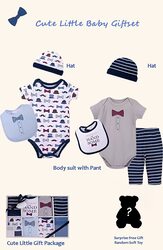 Baby Cute Body Suits & Pants Clothing Baby Gift Set, 8 Pieces, Newborn, Multicolour