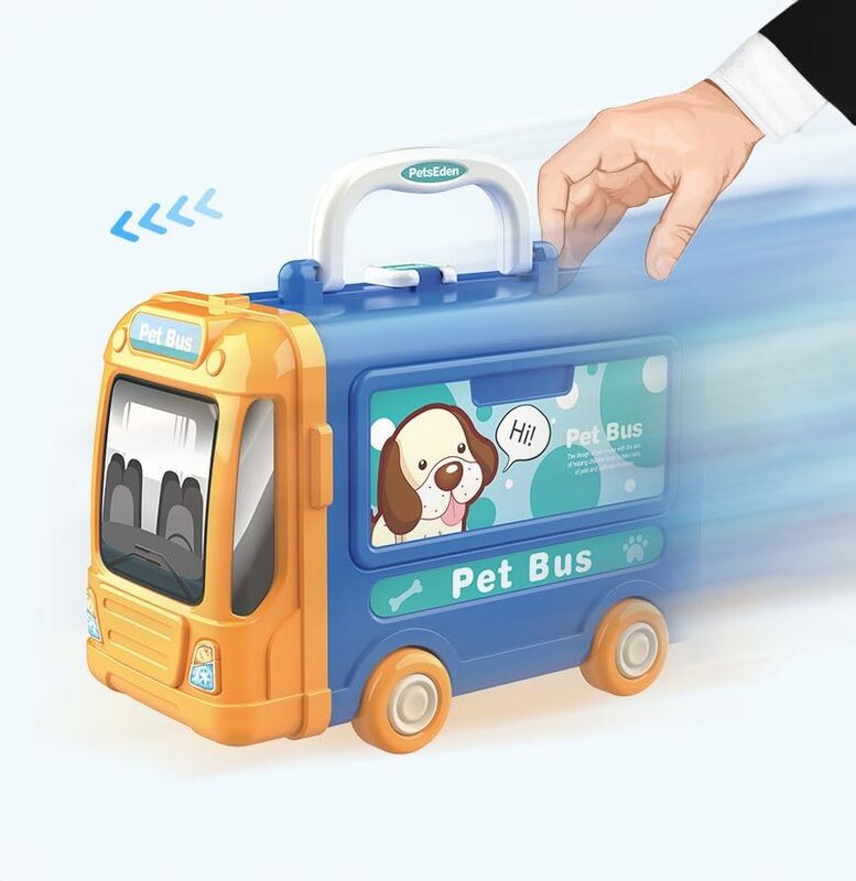 3 in 1 Petcare Playset with 32 Pcs in Bus Theme for Boys and Girls