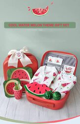 Rompers & little Toys Cute Suitcase with Watermelon Theme Baby Gift Set, Newborn, Multicolour