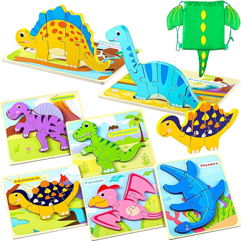 6-Piece Dinosaur Wooden Puzzle, Multicolour