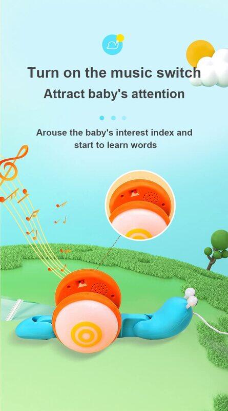 

Generic Children's Adorable Fun Walking Traction Rope Crawling Snail Music Light Toy, 1-5 Years, Multicolour