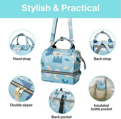 Mini Diaper Tote & Portable Crossbody Backpack For Baby Unisex with Extra Compartment, Blue