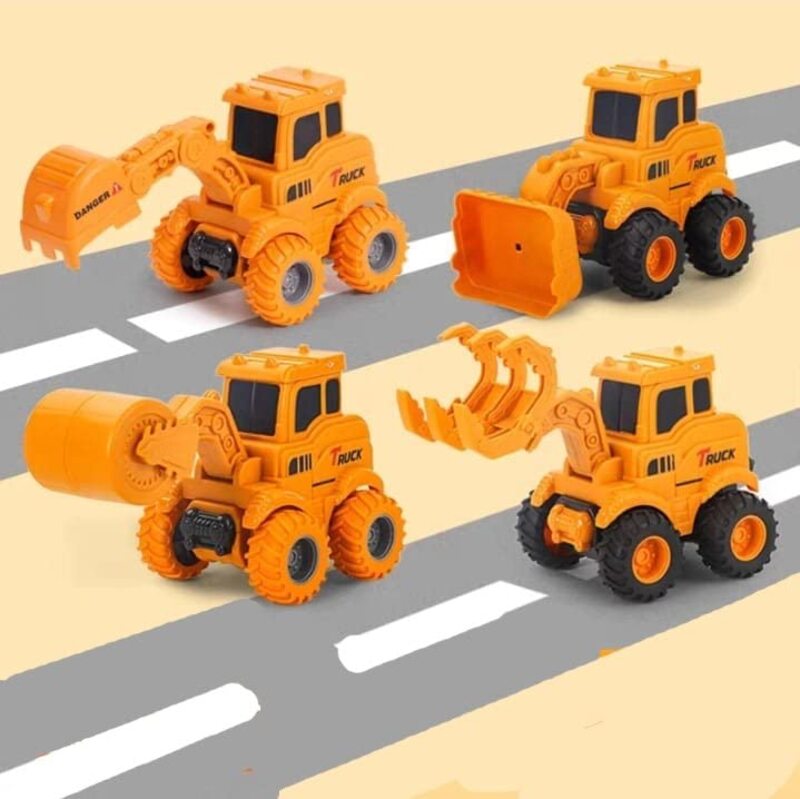 Construction Vehicles Toy Set, 4 Pieces, Ages 1+, Yellow/Black