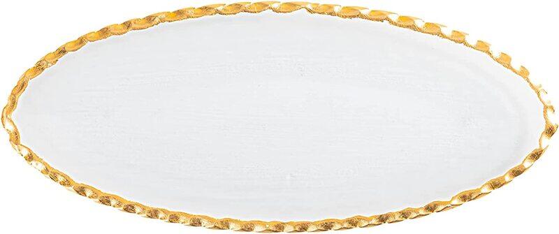 

Generic Handmade Glass Oval Tray with Golden Edges, Clear/Gold