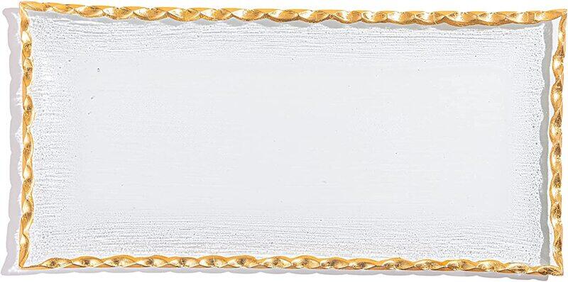 

Generic Handmade Glass Rectangle Plate with Golden Edges, Clear/Gold