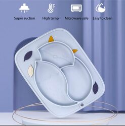 Fox Design Silicone Baby Bowl & Dish Self Feeding Training Storage Divided Plate, Blue