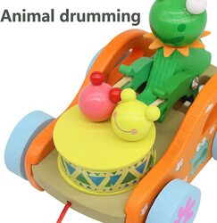 Wooden Frog Push Learning to Walk Pull to Make Sounds Toys, 1-5 Years, Multicolour