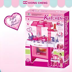 Kids Kitchen Playset with Light and Sound for Boys and Girls