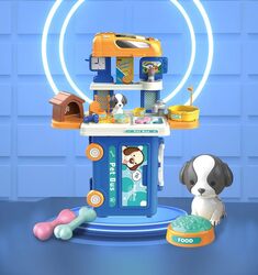 3 in 1 Petcare Playset with 32 Pcs in Bus Theme for Boys and Girls