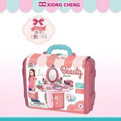 3 in 1 Pretend Beauty Dresser Vanity Makeup Play Set Pretend Playset in Suitcase for Girls